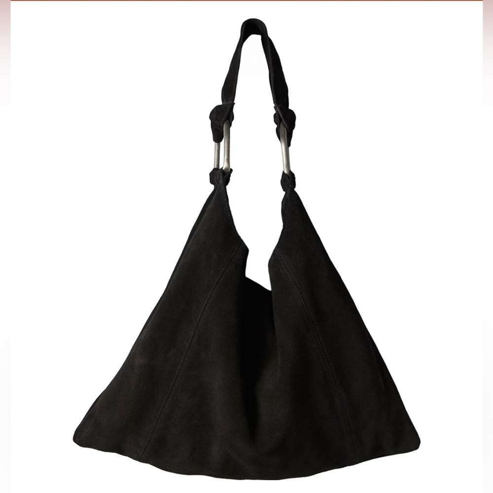 Free People Bobbi Suede Slouch Tote in Black - Picture 2 of 4